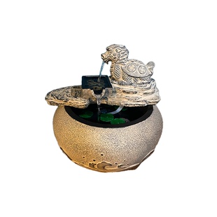 龙龟流水生财摆件循环水鱼缸办公室桌面茶室招财乔迁开业礼品