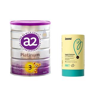 【自营】inne小金条钙镁锌液体钙1盒*30条+a2紫白金3段奶粉900g