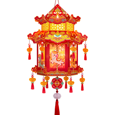 新年手提灯笼儿童diy手工制作马年花灯元宵2026新款春节过年宫灯