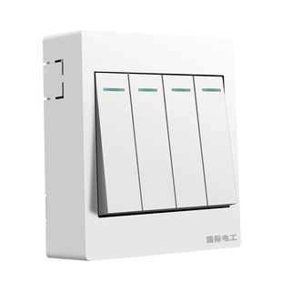 国际电工86型雅白明装开关插座明线电源电灯四位四联四开单控开关