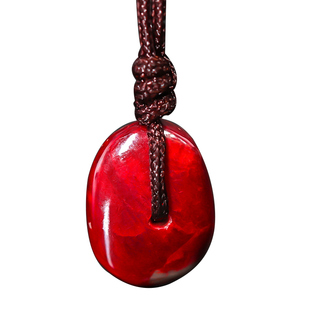 铜仁真朱砂原矿吊坠随型透光原石项链女款朱砂挂件马年本命年饰品