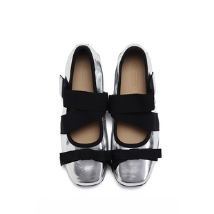 Chio2nd南风 单鞋女2025新款交叉绑带设计晚晚鞋一脚蹬平底小皮鞋