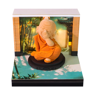 2026年日历台历禅意小和尚纸雕立体便签纸本佛文化创意送人礼物