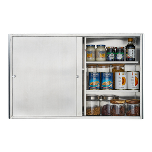 304不锈钢吊柜墙壁柜 厨房推拉门厨房橱柜挂墙移门趟门置物储物柜