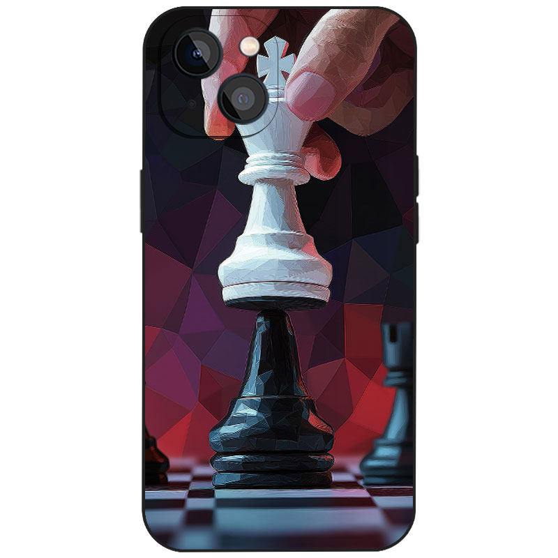 国际象棋艺术防摔手机壳适用苹果15小米14/13红米K80华为OPPO小众12VIVO磁吸iPhone16ProMax全包液态硅胶
