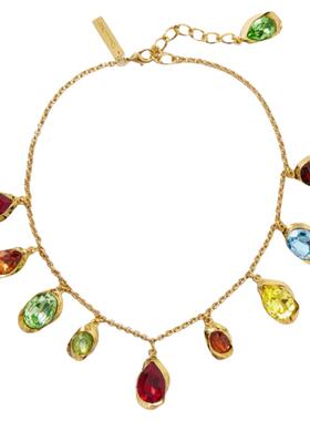 oscar新款彩色玻璃水晶女式项链