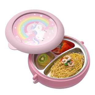 goryeobaby儿童专用碗316不锈钢餐盘防摔分格辅食吸盘注水保温碗