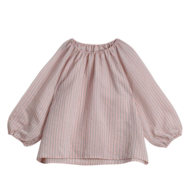 女童粉色条纹衣服春秋装上衣