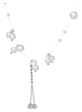 欧美超仙锆石流苏项链女高级感复古珍珠鱼线锁骨链百搭辣妹首饰