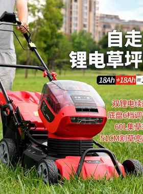 中村一郎自走式草坪修剪机电动割草机大功率手推草坪机锂电除草机