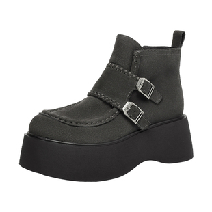 MILLIE'S/妙丽真皮厚底增高短靴女新款英伦风不累脚显瘦马丁靴P