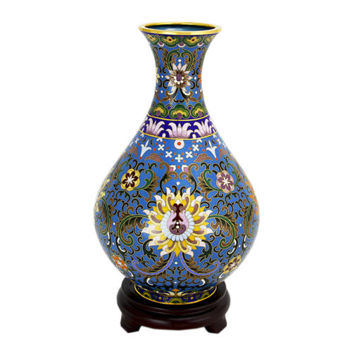 北京景泰蓝花瓶10寸玉壶春张向东大师纯铜胎掐丝珐琅手工艺品摆件