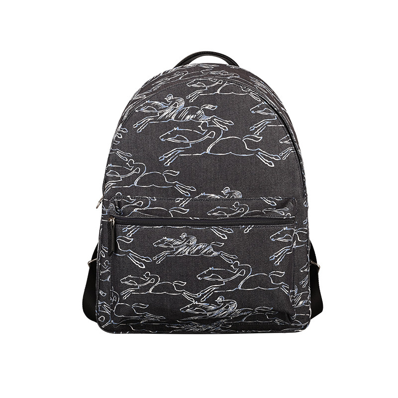 LONGCHAMP/珑骧LOGO印花双肩包牛仔布龙骧休闲背包20001HEL