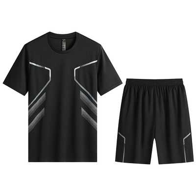 跑步运动套装男健身衣服夏季速干衣短袖t恤羽毛球训练服冰丝短裤