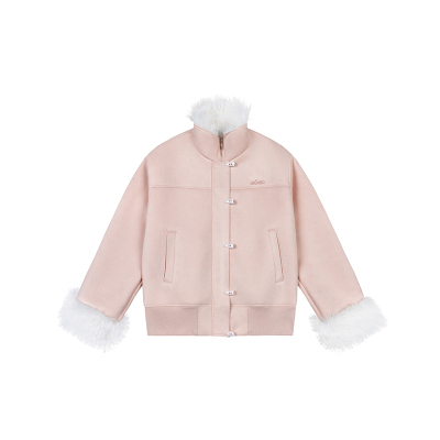 【Achock官方店】千金风牛角扣加绒毛领棉衣加厚保暖夹克外套毛领