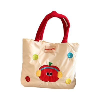 可爱刺绣单肩手提包大容量包包