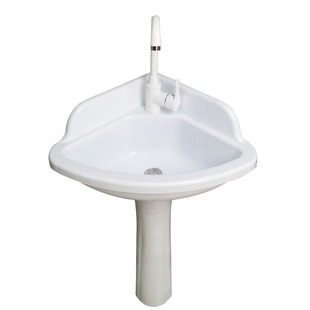 三角洗手盆立柱盆洗脸盆转角卫生间三角台盆阳台立柱式洗漱池家用