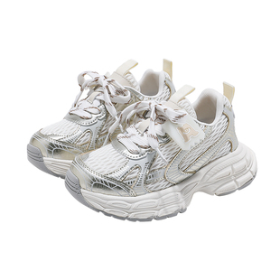 abckids童鞋女童运动鞋儿童秋季网面透气休闲鞋小女孩软底老爹鞋