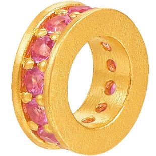 明牌珠宝5G黄金多吉·通明路路通 足金锆石镶嵌隔离珠配件AFE0021