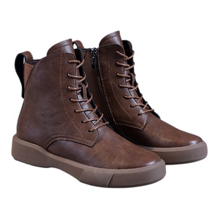 淡雅2025新款马丁靴大码平底时尚牛皮女短靴女英伦复古厚底棉皮鞋