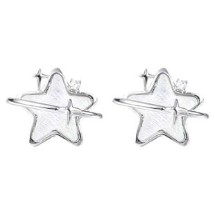 不对称锆石星星耳钉女新款2025爆款小众耳环高级感纯银针气质耳饰
