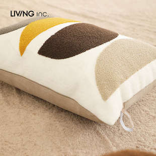 LIVING 几何色块艺术抱枕绣花现代简约沙发客厅靠枕靠垫 inc.大地