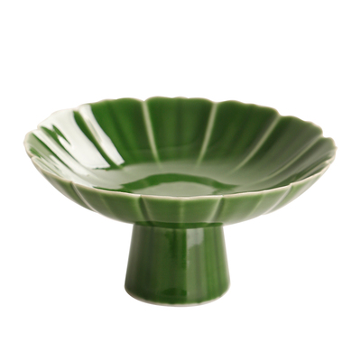 中式禅意茶点盘陶瓷家用高脚盘