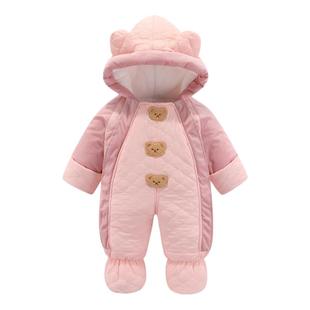 超萌婴儿连体衣秋冬季冬装棉服男女宝宝一岁儿童外出抱衣加厚衣服