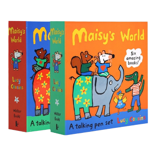 小彼恩图书 点读版 maisy小鼠波波套装蓝盒+橙盒机关书 6册翻翻抽拉书+6册贴纸书 英文原版绘本 毛毛虫点读笔配套书