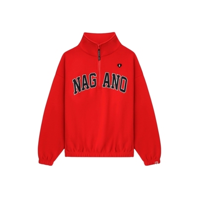 APEE心型刺绣字母半拉链立领卫衣