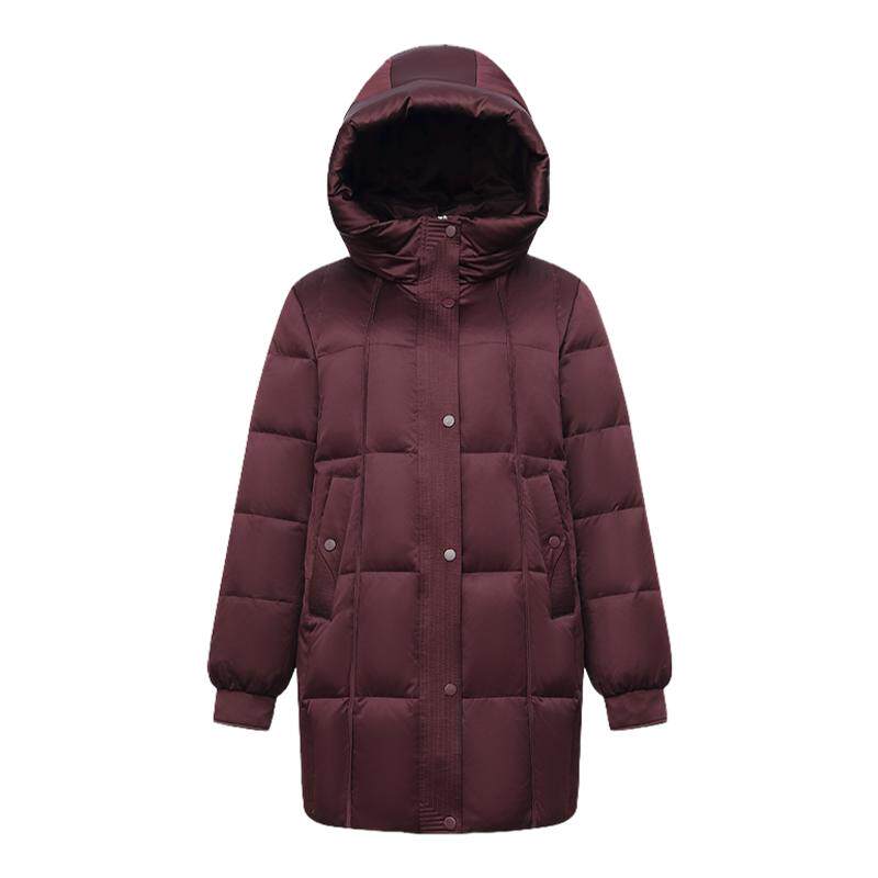 雪中飞2025冬新款女士中长款羽绒服连帽直筒韩版舒适保暖气质