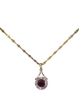 无注册商标紫色水晶吊坠项链