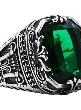 水晶绿色男女轻奢高级感复古戒指