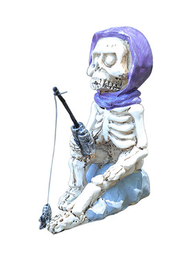 亚马逊跨境树脂工艺骷髅钓鱼人鱼缸装饰桌面摆件创意搞怪生日礼物