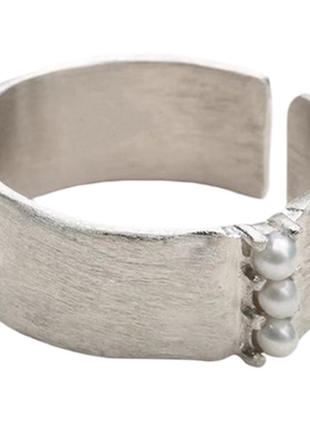 Céleste拉丝珍珠开口戒指女