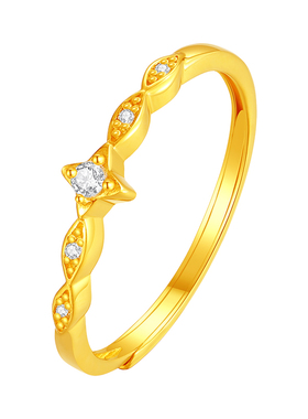 vana女足金999闪亮星锆石戒指