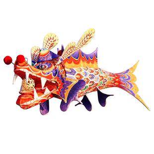 非遗竹编鳌鱼龙灯手工diy材料包民俗传统花灯led成品古风灯笼装饰