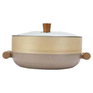 桑拿鸡锅蒸汽海鲜锅麦饭石蒸锅带蒸笼一体家用电磁炉专用商用多层