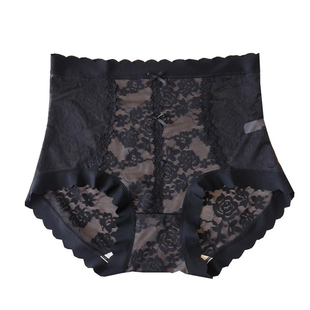 贝莱娅高腰性感复古宫庭蕾丝女士微收腹桑蚕丝底裆内裤女3394
