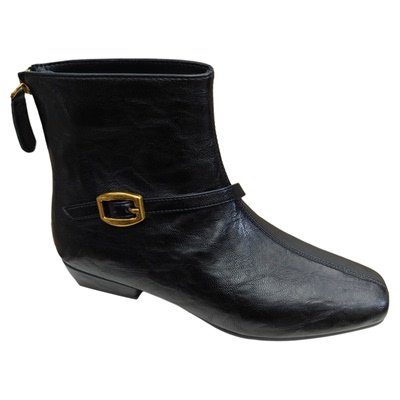 小踝靴时尚方头皮带扣洋气短靴女