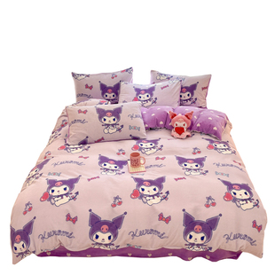 双面加厚牛奶绒被套单件库洛米法兰珊瑚绒被罩冬季加绒儿童四件套