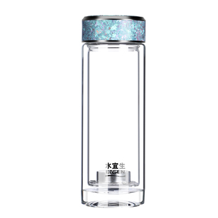 水宜生杯子玻璃杯水杯男士高端商务纯钛泡茶杯带盖家用耐高温茶杯