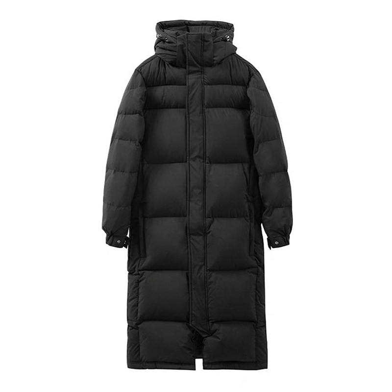 中戏加厚过膝长款连帽情侣羽绒服