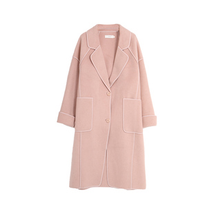 西町村屋双面呢女冬新款设计感温柔风包边文艺长款大衣HD8209016