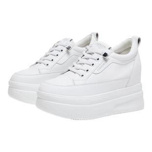 厚底小白鞋女2025春季新款小码33真皮松糕鞋9cm小个子内增高女鞋