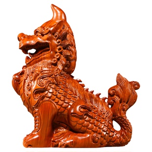 花梨木雕獬豸摆件正义神兽法律文创礼品律所律师开业办公定制礼品