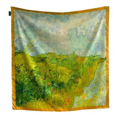 春季护颈70仿真丝方巾女田园百搭