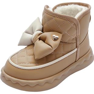 巴拉巴拉童鞋女童雪地靴加绒棉靴舒适冬季低帮蝴蝶结短靴子潮鞋子