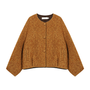 西町村屋韩系外套女装2025冬季新款简约风短款羊毛大衣XHAD10026