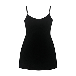 板栗西西【羽光絮语】秋冬法式设计感气质衬衫丝绒吊带小黑裙套装